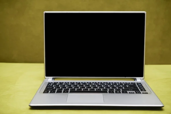 Grau Metallic Laptop Leerer Bildschirm — Stockfoto