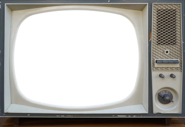 Старий Старий Телевізор Ретро Вінтажний Телевізійний Стиль Порожній Білий Екран — стокове фото