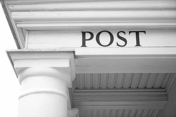 Panneau Vintage Bureau Poste Bâtiment Bois Blanc Lettres Formant Mot — Photo