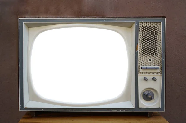 Vecchia Vecchia Televisione Retrò Stile Vintage Schermo Bianco Vuoto — Foto Stock