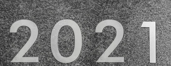 2021 Новим Роком Номер Металі Кам Яну Стіну — стокове фото