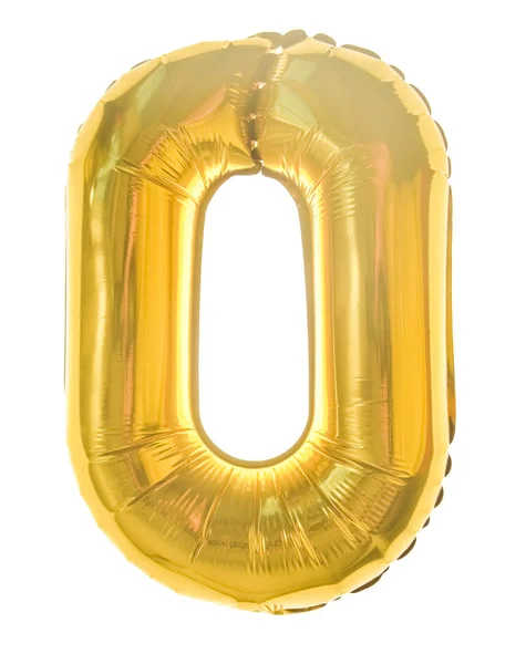 Golden Number Zero Inflatable Balloon Isolated White Background — Stock Photo, Image