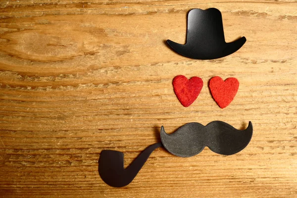 Feliz Passado Dia Pai Chapéu Preto Bigode Tubo Com Dois — Fotografia de Stock