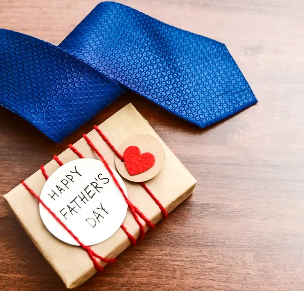 Corbata Azul Sobre Fondo Mesa Madera Espacio Copia Vacío Para — Foto de Stock