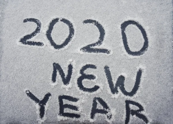 Zimní Nápis 2020 Nový Rok Pozadí Text Povrchu Sněhu Veselé — Stock fotografie