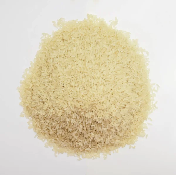 Rýže Bílém Pozadí Zblízka — Stock fotografie