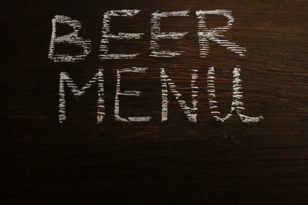 Black Wooden Board Old Wooden Wall Word Menu Beer — Stock Photo, Image
