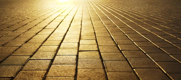 Cobbles Sunset Sunlight Cobbled Stones Sun Light Sun Rays — Stock Photo, Image