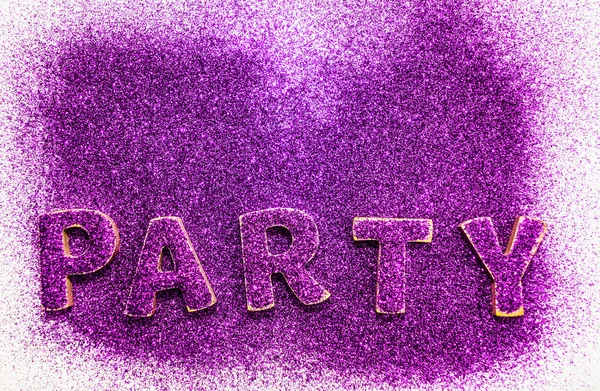 Word Party Van Purple Glitter Witte Achtergrond — Stockfoto