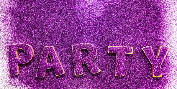 白の背景に紫色の輝きの単語パーティー — ストック写真