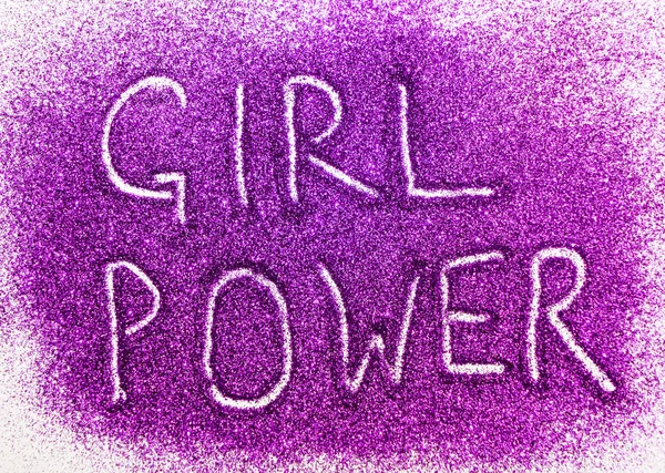 Bild Text Gjord Glitter Girl Power Vit Pappers Bakgrund Med — Stockfoto