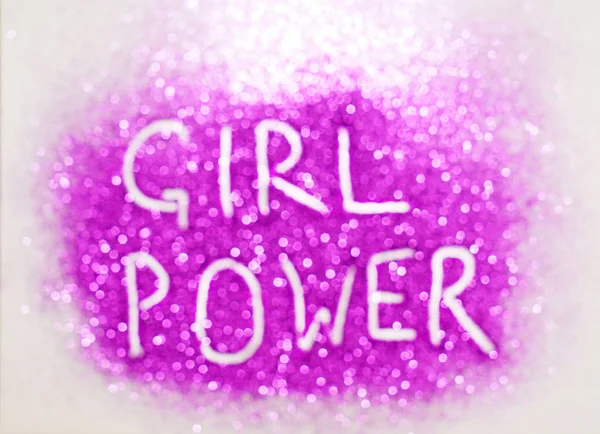Bild Text Gjord Glitter Girl Power Vit Pappers Bakgrund Med — Stockfoto