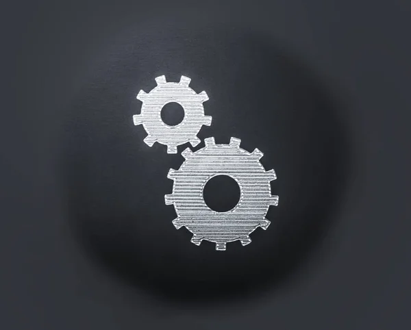 Getriebesymbol Mit Rotierenden Zahnrädern Zweizahnräder Getriebe — Stockfoto