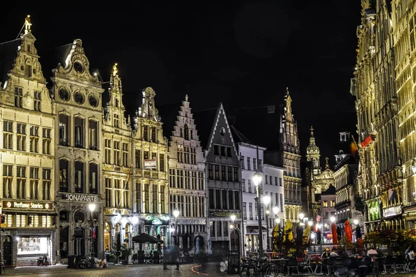 Antwerpen Belgium April 2019 Night Scene Antwerp City Hall Grote — Stock Photo, Image