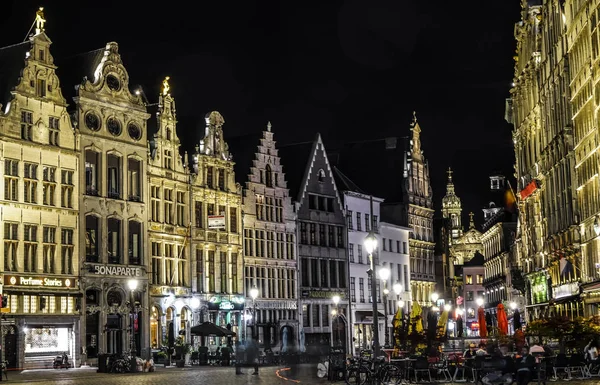 Antwerpen Belgie Dubna 2019 Noční Scéna Antverpské Radnici Grote Markt — Stock fotografie