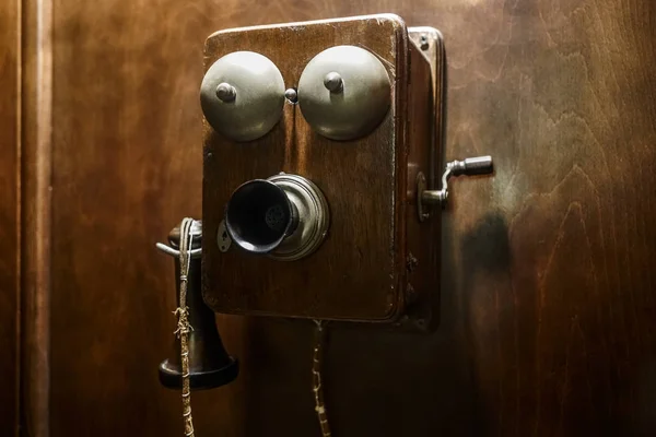 Antique Phone Bardzo Stary Używany Vintage Telefon 1910 1920 — Zdjęcie stockowe