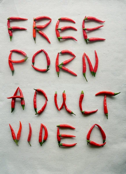 Palabras Porno Gratis Video Para Adultos Escrito Partir Letras Pimiento —  Fotos de Stock