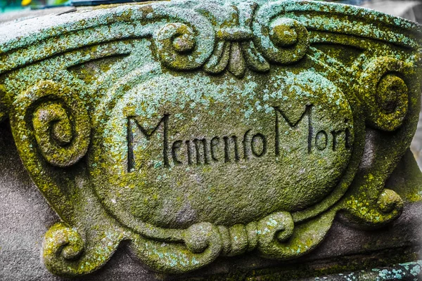 Memento Mori Inskription Bild Gravesite Kyrkogård Memento Mori — Stockfoto