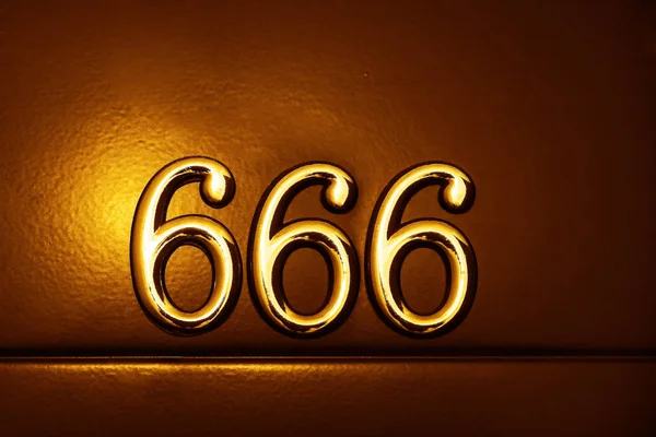 Casa Número Seiscentos Sessenta Seis 666 Relevo Uma Placa Metal — Fotografia de Stock