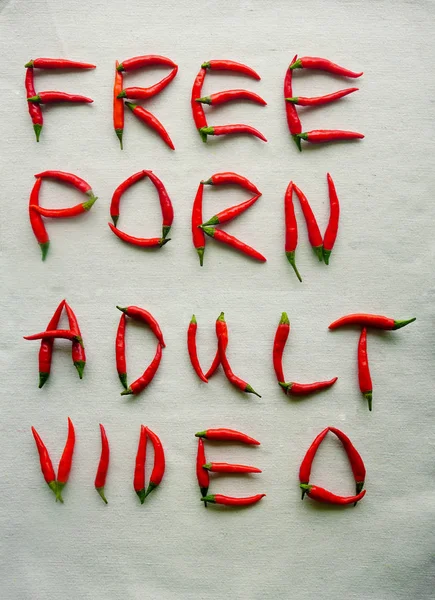 Palabras Gratis Porno Adulto Video Escrito Partir Letras Pimiento Rojo —  Fotos de Stock