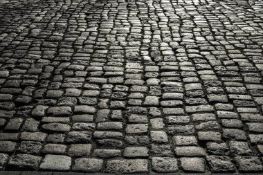  perspektif arka plan. Eski parke taşı kaldırım 