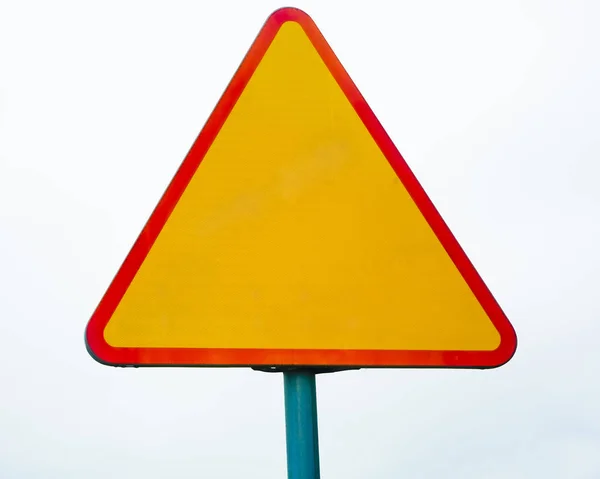 Blank Danger Hazard Sign Изолированный Белом Фоне Красный Треугольник Над — стоковое фото