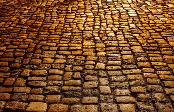 Perspective Background Old Cobblestone Pavement — Stock Photo, Image