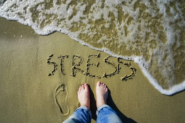 Assine Stress Praia Com Água Azul Turquesa Stress Ser Lavado — Fotografia de Stock