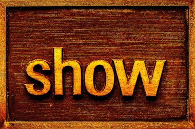 Kahverengi beton duvar arka plan üzerinde göster yazıtlı bilgi panosu.