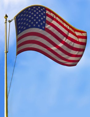 Alexandria, Virginia 'da asılı duran bir Amerikan bayrağına bakıyorum..