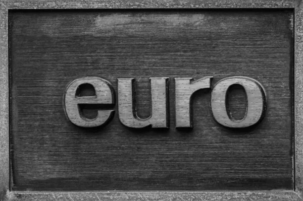 Letras Euro Quadro Ferro Euro Sobre Fundo Parede Apedrejado — Fotografia de Stock