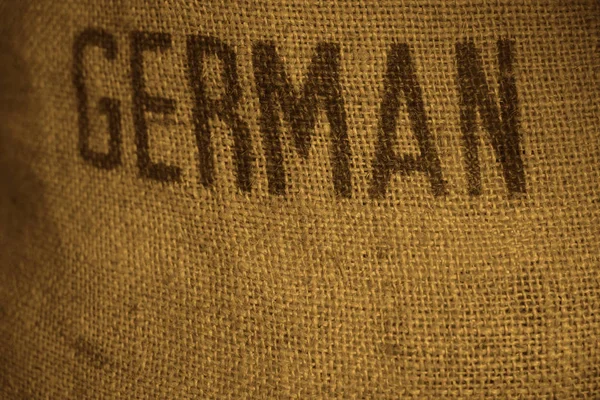 German Word Inscription Sackcloth Texture — Stock Photo, Image