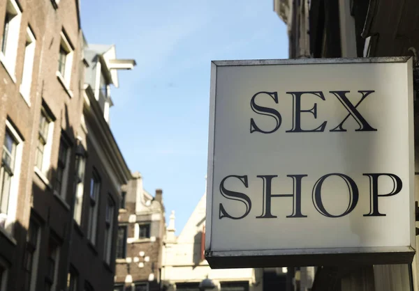 Sinal Iluminado Fora Sex Shop Produtos Para Adultos Sexo Loja — Fotografia de Stock