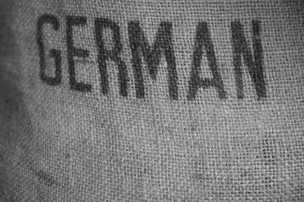 German Word Inscription Sackcloth Texture — Stock Photo, Image