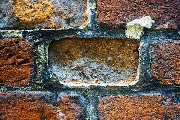 Wywietrzone Czerwone Cegły Starożytnej Ścianie Klasztoru Zamknij Obraz Starej Ceglanego — Zdjęcie stockowe