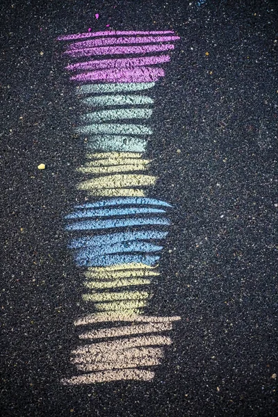 Dessiner Craie Sur Asphalte Crayons Couleur Sur Terrain Jeu Dans — Photo