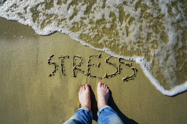 Assine Stress Praia Com Água Azul Turquesa Stress Ser Lavado — Fotografia de Stock