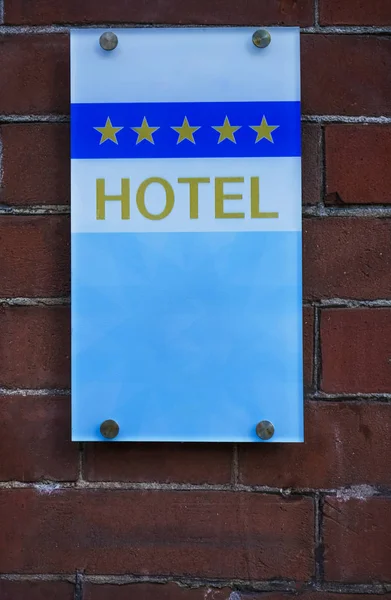 Hotel Pięć Gwiazdkowy Znak Pięć Gwiazdek Znak Dla Hotelu Westchnienie — Zdjęcie stockowe