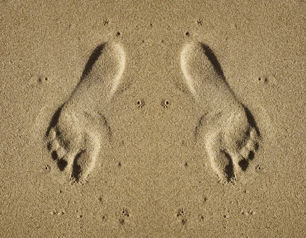 Gray Image Footprints Sand — Stock Photo, Image