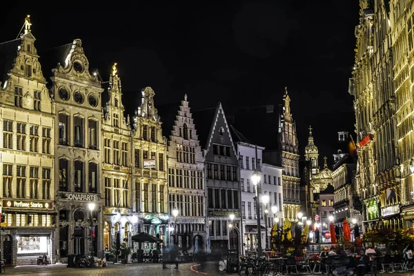 Antwerpen Belgien April 2019 Natt Scenen Antwerpens Stadshus Grote Markt — Stockfoto