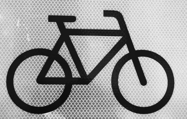 Simbolo Nero Dell Icona Della Bicicletta Sfondo Bianco Cartello Stradale — Foto Stock