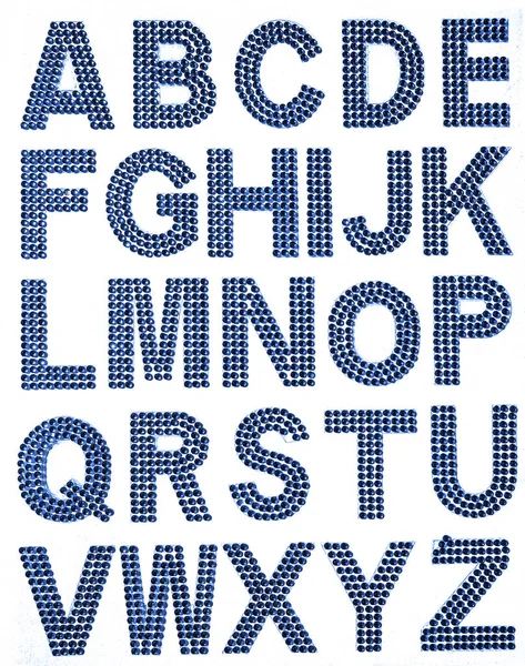 Alphabets Strass Bleu Lettres Pour Éducation Les Affaires Isolé Sur — Photo