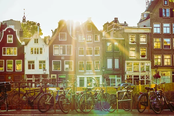 Amsterdam Netherlands July 2019 Bicycles Parked Bridge Amsterdam Netherlands Bikes — Stock Photo, Image