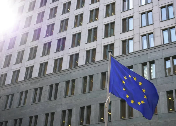 Európai Unió Zászlója Hága Hollandia 2019 Hágai Törvényszék — Stock Fotó