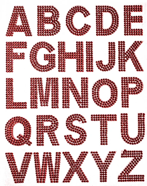 Alphabets Strass Rouge Lettres Pour Éducation Les Affaires Isolées Sur — Photo