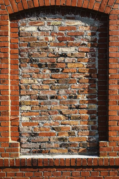 Tekstura Ściany Ciekawym Murze Różnych Cegieł Kamieni Ślad Zastawione Stare — Zdjęcie stockowe