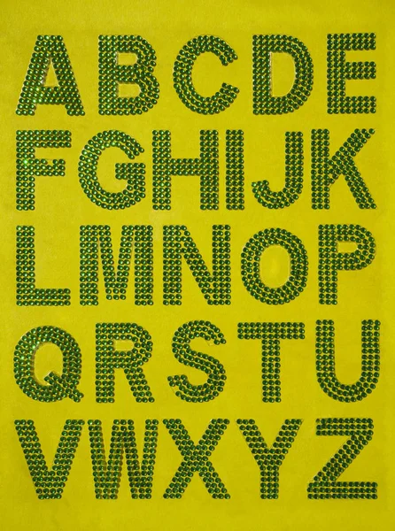 green rhinestones alphabets letters set A to Z for educational and business