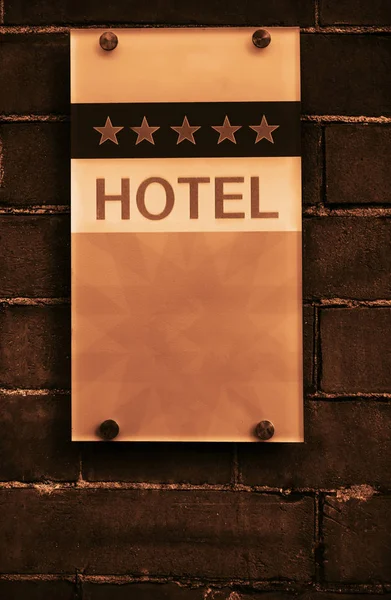 Firma Del Hotel Estrellas Cinco Estrellas Firman Por Hotel Tablón — Foto de Stock