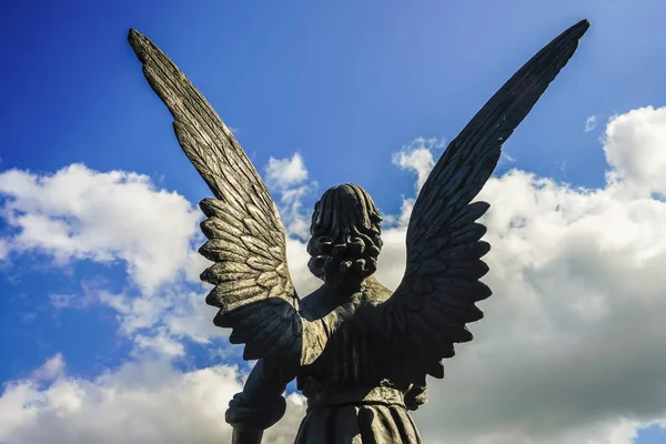Скульптура Ангела Крила Фоні Блакитного Неба Вид Ззаду — стокове фото