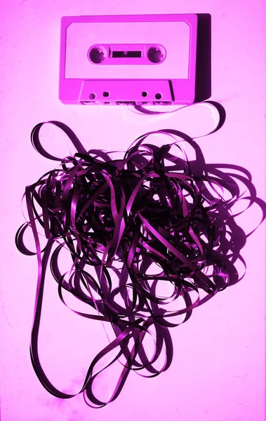 Cassette Mess Tape Retro Image Processed Common Audio Cassette Long — ストック写真